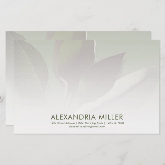 情報パーソナライズされた付き緑文房具連絡 便箋 (正面/裏面)