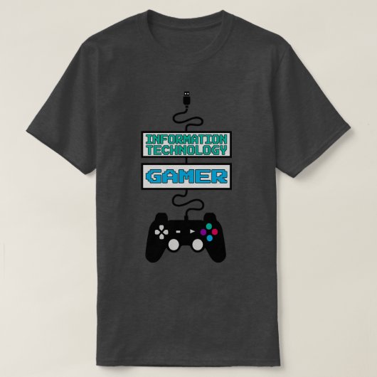 情報技術ゲーマーデザイン引用文 Tシャツ (デザイン正面)