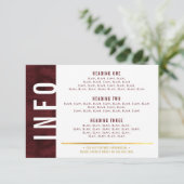 情報詳細 太字 ブロック 現代的な赤 ワインレッド ゴールド 出欠カード (スタンド正面)