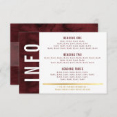 情報詳細 太字 ブロック 現代的な赤 ワインレッド ゴールド 出欠カード (正面/裏面)