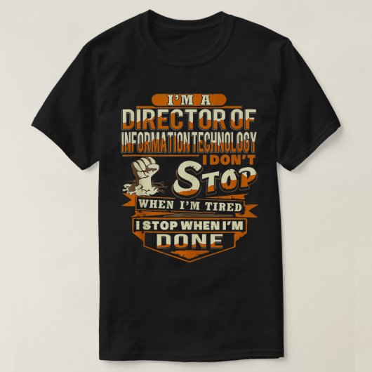 情報誇りを持った技術責任者おもしろい Tシャツ (デザイン正面)