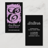 情報通およびはっきりしたなモノグラムのラベンダー 名刺 (正面/裏面)