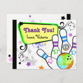 情報通およびカラフルなボーリングのメッセージカード サンキューカード (正面/裏面)