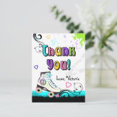 情報通およびカラフルなローラースケートのメッセージカード サンキューカード (スタンド正面)