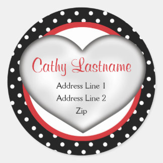 情報通およびレトロのハートの宛名ラベル ラウンドシール