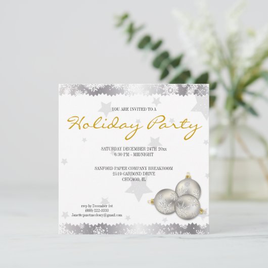情報通のクリスマスの休日のパーティの雪片の招待状 招待状 (スタンド正面)