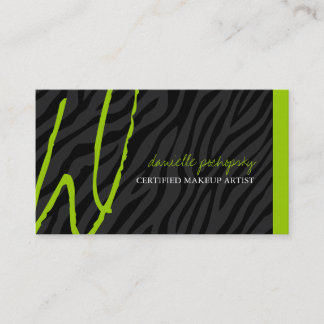 情報通のシマウマのプリントのモノグラムの名刺 名刺