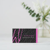 情報通のシマウマのプリントのモノグラムの名刺 名刺 (スタンド正面)