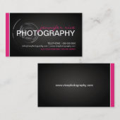 情報通のピンクおよび黒いカメラマンの名刺 名刺 (正面/裏面)