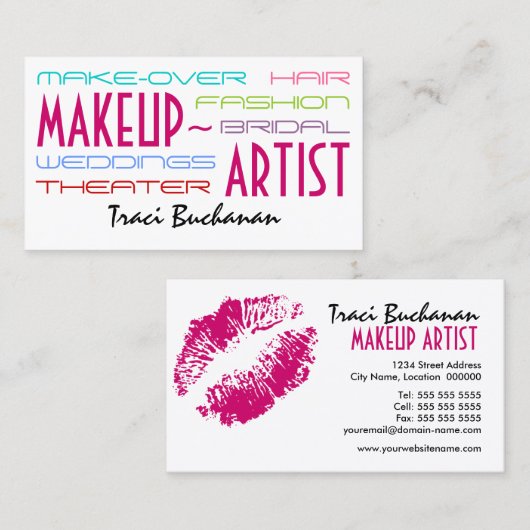 情報通のメーキャップアーティストの名刺 名刺 (正面/裏面)