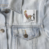 情報通の外転筋を使用している女性のイラストレーション 缶バッジ (インサイチュ)