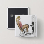 情報通の外転筋を使用している女性のイラストレーション 缶バッジ (正面&裏面)