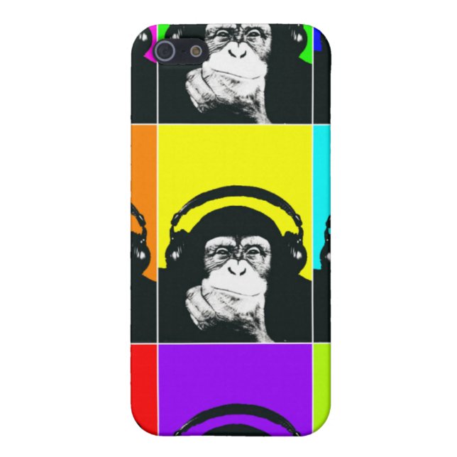 情報通の猿のポップアートの電話箱 iPhoneケース (裏面)