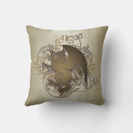 情報通の都市ファンタジーの金ゴールドのグリフィンの枕 クッション (裏面)
