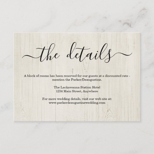 情報 / 詳細を添えるカード - ラスティック ウッド エンクロージャーカード (正面)