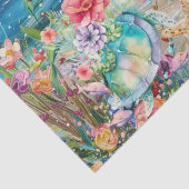 情景豊かな海岸の花と海のカメのデコパージュ 薄葉紙 (詳細)