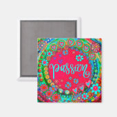 情熱おもしろい赤カラフルフローラ刺激 マグネット (正面/裏面)