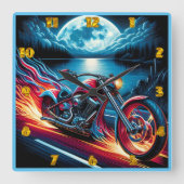 情熱と自由を持って夜を乗り越える スクエア壁時計 (正面)