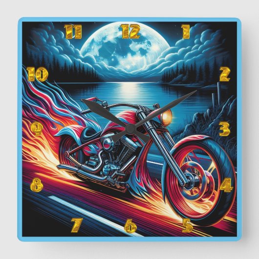 情熱と自由を持って夜を乗り越える スクエア壁時計 (正面)
