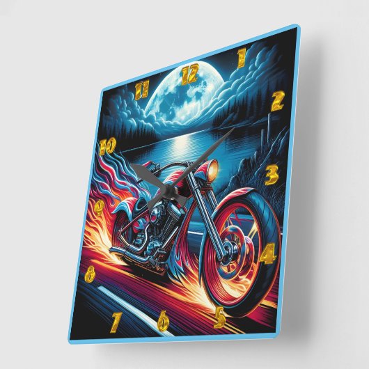 情熱と自由を持って夜を乗り越える スクエア壁時計 (傾斜)