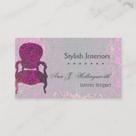 情熱の紫色! 椅子のテンプレートのインテリア・デザイナー 名刺