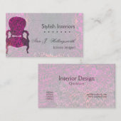 情熱の紫色! 椅子のテンプレートのインテリア・デザイナー 名刺 (正面/裏面)