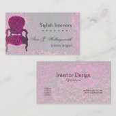 情熱の紫色! 椅子のテンプレートのインテリア・デザイナー 名刺 (正面/裏面)