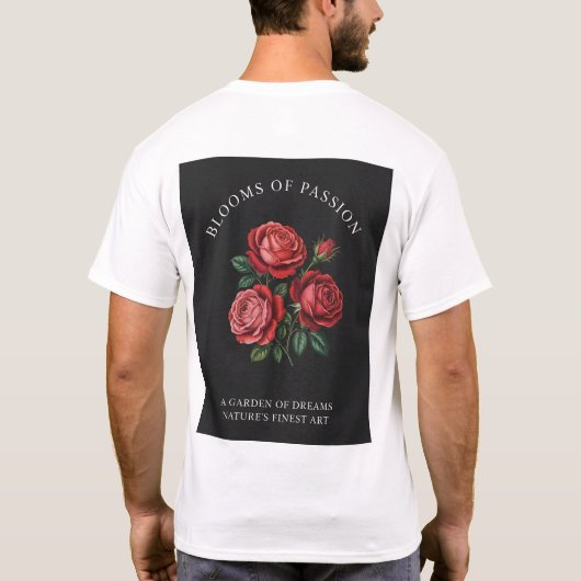 情熱の花開く | 赤いバラ Tシャツ (裏面)