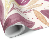 情熱の花、水彩バーガンディーとゴールド ラッピングペーパー (ロールコーナー)