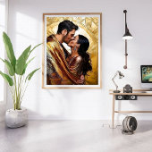 情熱的なカップルキスをするインデザイン❤️ ポスター