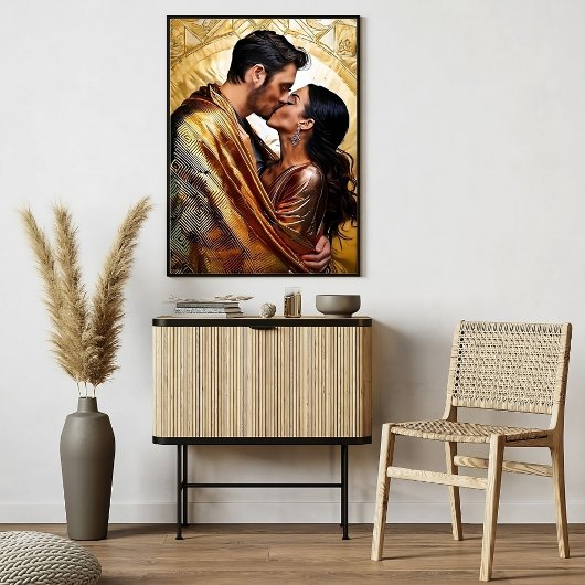 情熱的なカップルキスをするインデザイン❤️ ポスター