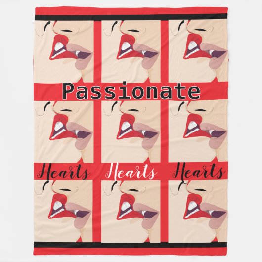 情熱的なハート フリースブランケット (正面)