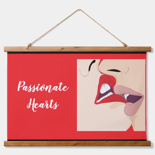 情熱的なハート 吊り下げ型タペストリー (正面)