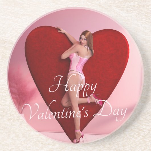 情熱的なバレンタイン・デー・ガールin a Corset コースター (正面)