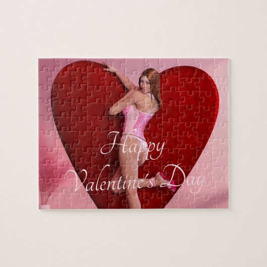 情熱的なバレンタイン・デー・ガールin a Corset ジグソーパズル (横)