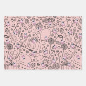 情熱的なバレンタイン：ピンクのファッション香水ボトル ラッピングペーパーシート (正面2)