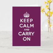 情熱的なパープルKeep Calm and Carry On カード (黄色い花)