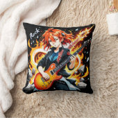 情熱的なミュージシャンがエレキギターを弾く クッション (ブランケット)