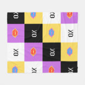 情熱的な唇とXOパターン フリースブランケット (正面(横))
