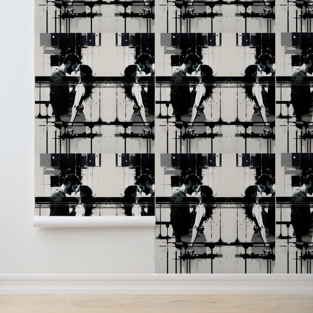 情熱的な夫婦が白黒で抱擁 壁紙 (アプリケーション)