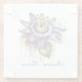 情熱的な紫色のパッションフラワー ガラスコースター (裏面)