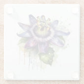 情熱的な紫色のパッションフラワー ガラスコースター (裏面)