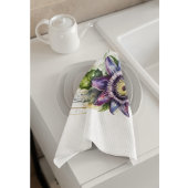 情熱的な紫色のパッションフラワー キッチンタオル