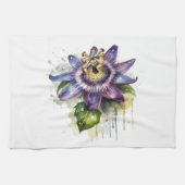 情熱的な紫色のパッションフラワー キッチンタオル (横)