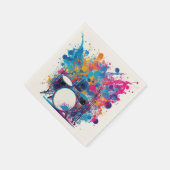 情熱的な色のスプラッシュに囲まれたドラム スタンダードカクテルナプキン (角)