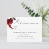 情熱的な花の水彩画の花、食事付きの返信カード 招待状 (スタンド正面)