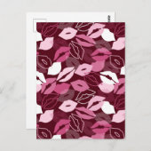 情熱的な赤ピンクの唇パタキスをするーン ポストカード (正面/裏面)