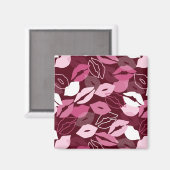 情熱的な赤ピンクの唇パタキスをするーン マグネット (正面/裏面)