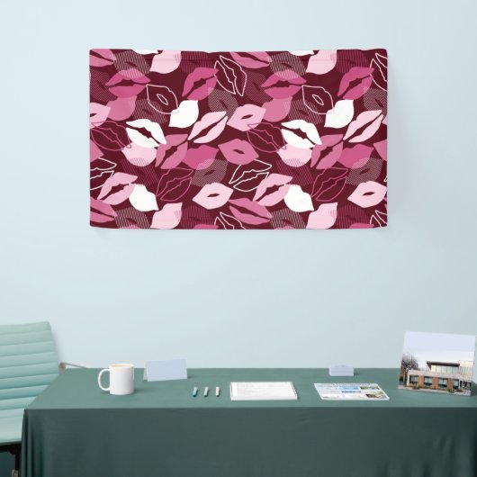 情熱的な赤ピンクの唇パタキスをするーン 横断幕 (トレードショー)