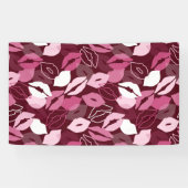 情熱的な赤ピンクの唇パタキスをするーン 横断幕 (横)